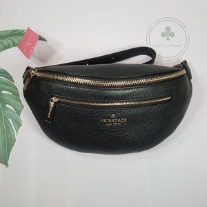 MAKE AN OFFER Kate spade Leila Black Pebbled Leather Belt Bag Fanny Bag bnwt
